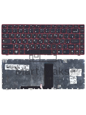 Клавиатура для ноутбука Lenovo V380 черная с красной рамкой