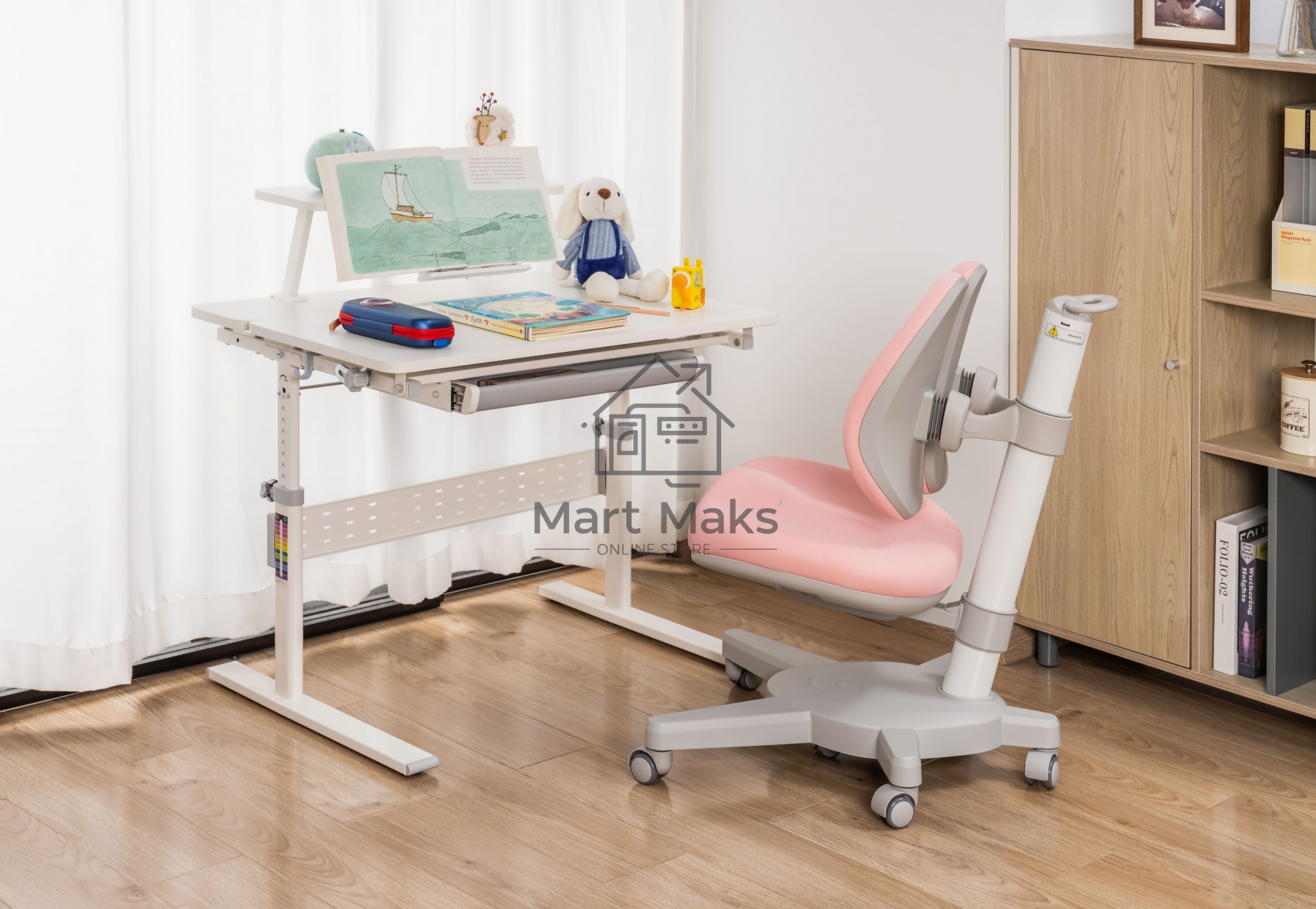Кресло детское Cactus CS-CHR-3604PK розовый крестов. пластик серый