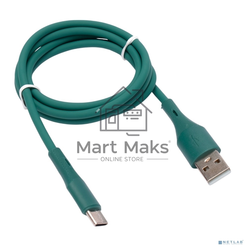 Кабель USB2.0 Cablexpert CC-USB2S-AMCM-1M-GN AM/Type-C, 3А, 18Вт, QC3.0, силиконовый, медь, 1м, зеленый, пакет