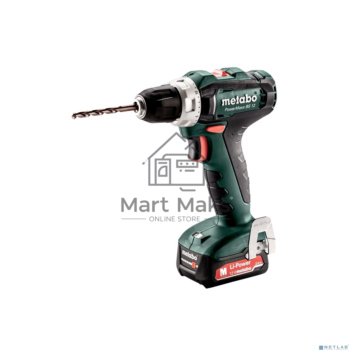 Дрель-шуруповерт Metabo PowerMaxx BS 12 601036500, Аккумуляторный, 12В, 2 АКБ, Кейс