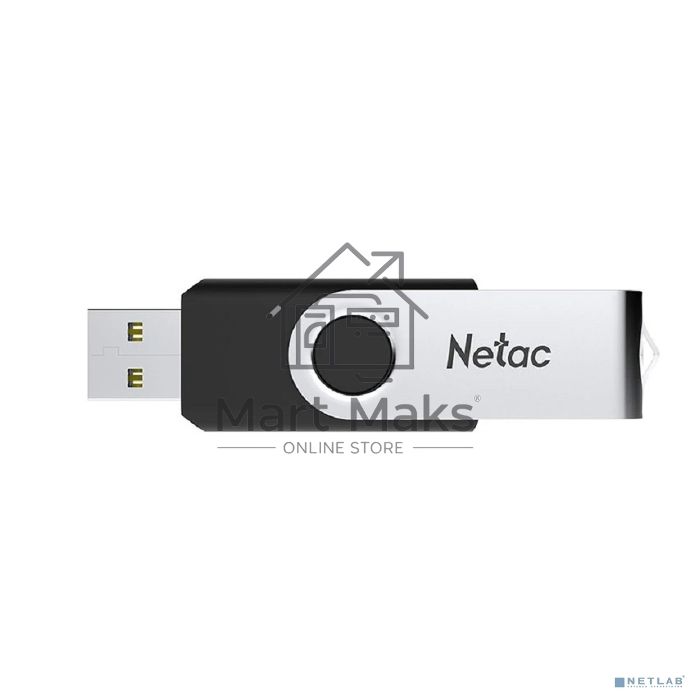 Флешка USB R/W Netac U505, 4ГБ, USB 2.0, черный/серебристый, NT03U505N-004G-20BK
