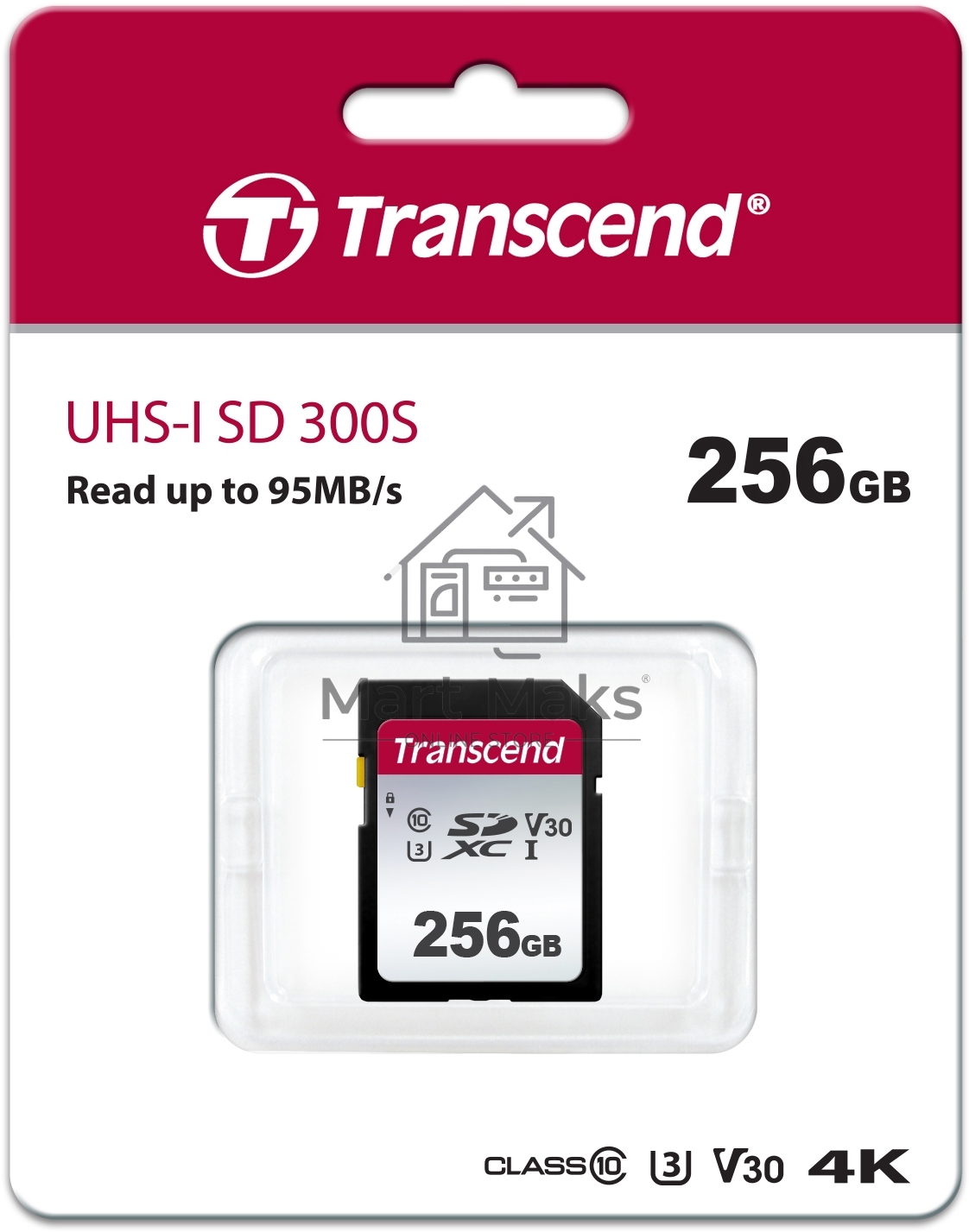 Флеш карта SD 256GB Transcend SDXC Class 10 UHS-I U3, V30, TLC, Silver