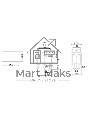 Выключатель клавишный Rexant 12V 35А (4с) ON-OFF с желтой LED подсветкой