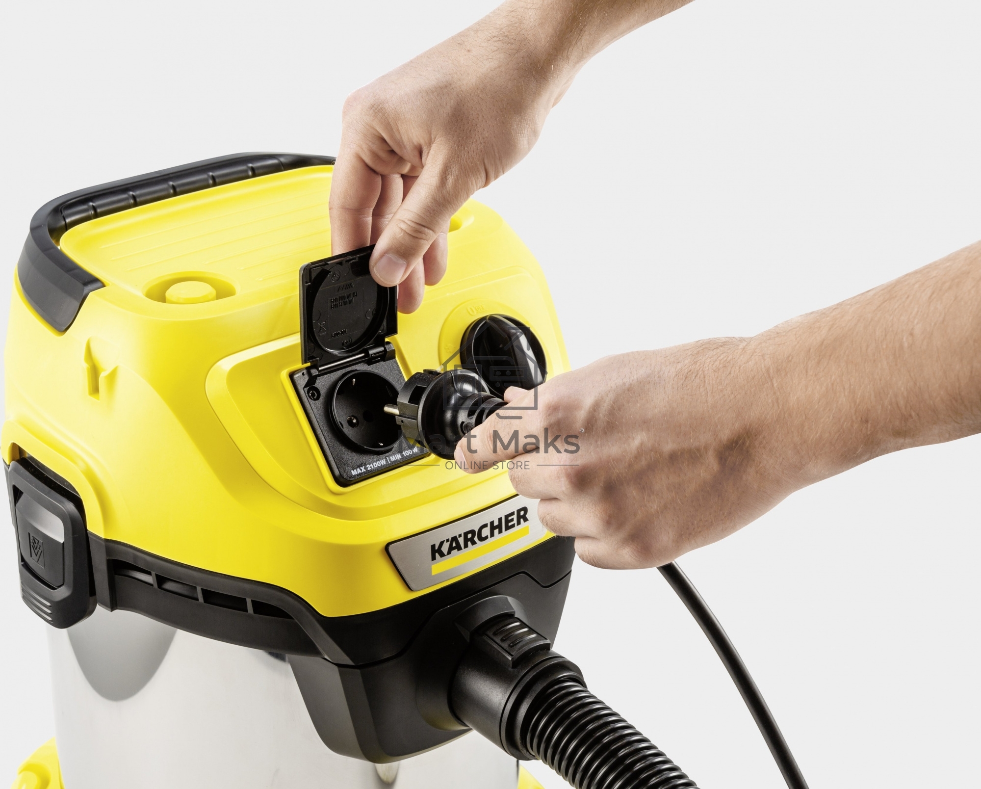Строительный пылесос Karcher WD 3 P S V-17/4/20 желтый, 1000 Вт, уборка сухая/сбор воды, пылесборник мешок/контейнер, 17 л