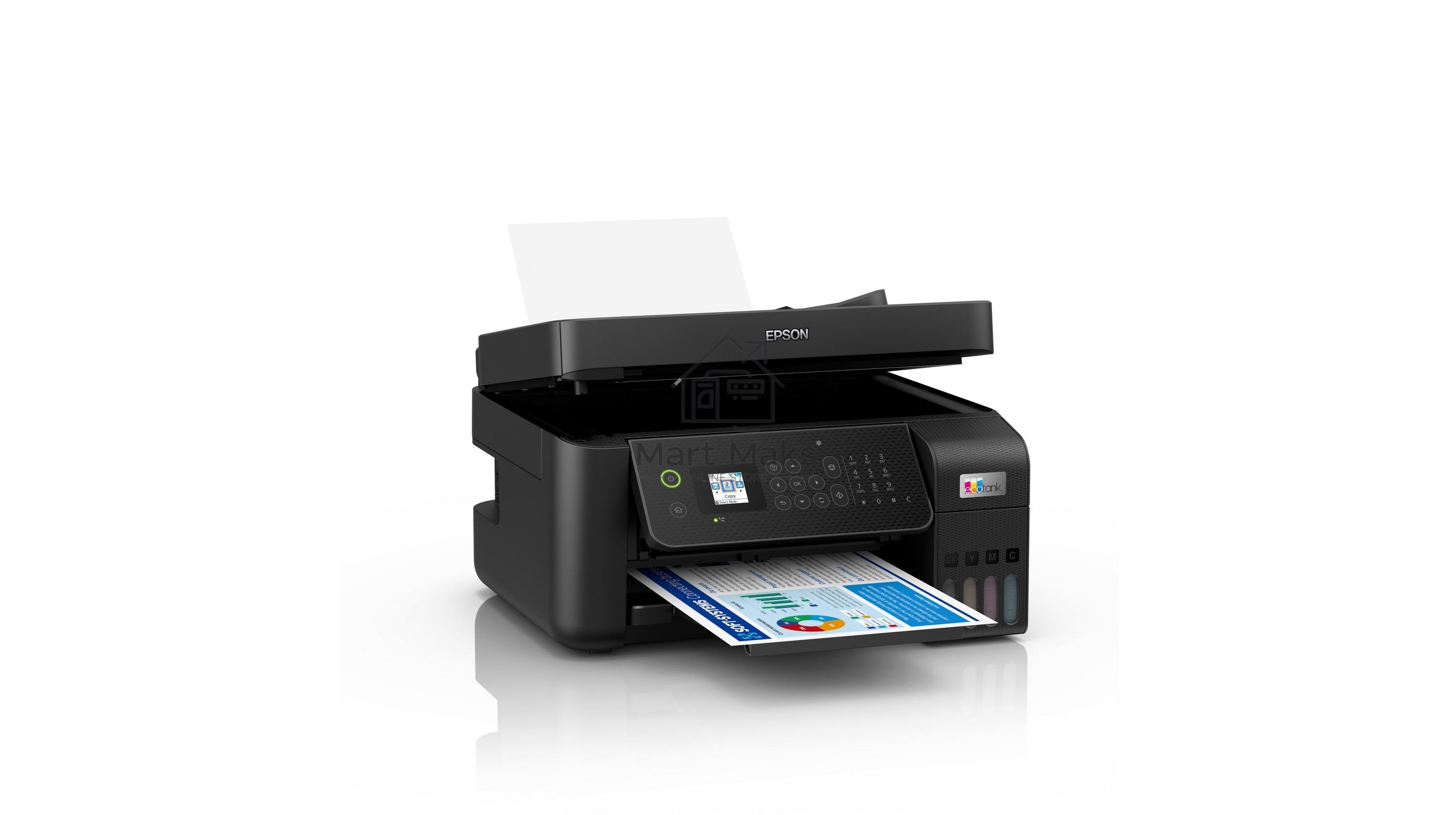МФУ струйный Epson L5290 (C11CJ65512/C11CJ65508/C11CJ65407), A4, цветное, печ. до 33 стр/мин. (ч/б) до 15 стр/мин. (цвет), скан. до 12 стр/мин. (ч/б) 29 стр/мин. (цвет), 1440 x 5760 dpi (печать) 1200x2400dpi (скан.), USB, RJ-45, Wi-Fi