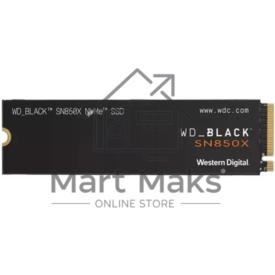 Накопитель WD SSD 2Tb Black SN850X, M.2(22x80mm), NVMe, PCIe 4.0 x4, 3D TLC, R/W 7300/6600MB/s, IOPs 1 200 000/1 100 000, TBW 1200, DWPD 0.3 (12 мес.)