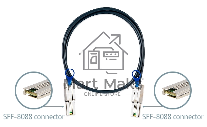 Кабель SAS для QNAP CAB-SAS10M-8088 Кабель mini SAS (SFF-8088), 1 метр