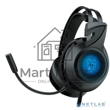 Гарнитура QUMO Odin чёрный, проводная, 3.5 мм, подсветка