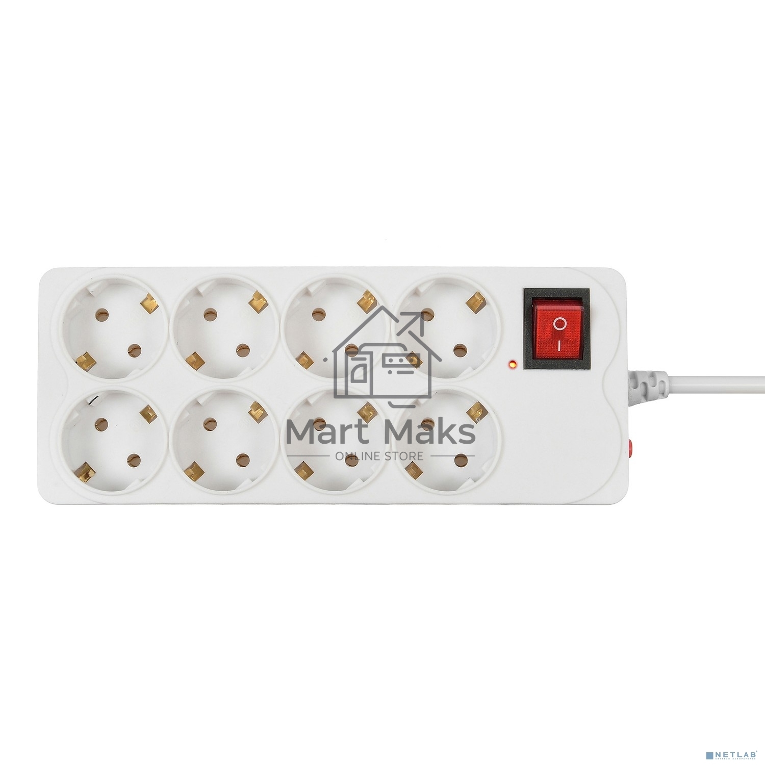 Сетевой фильтр Buro 800SH-5-W 5м (8 розеток) белый (коробка)