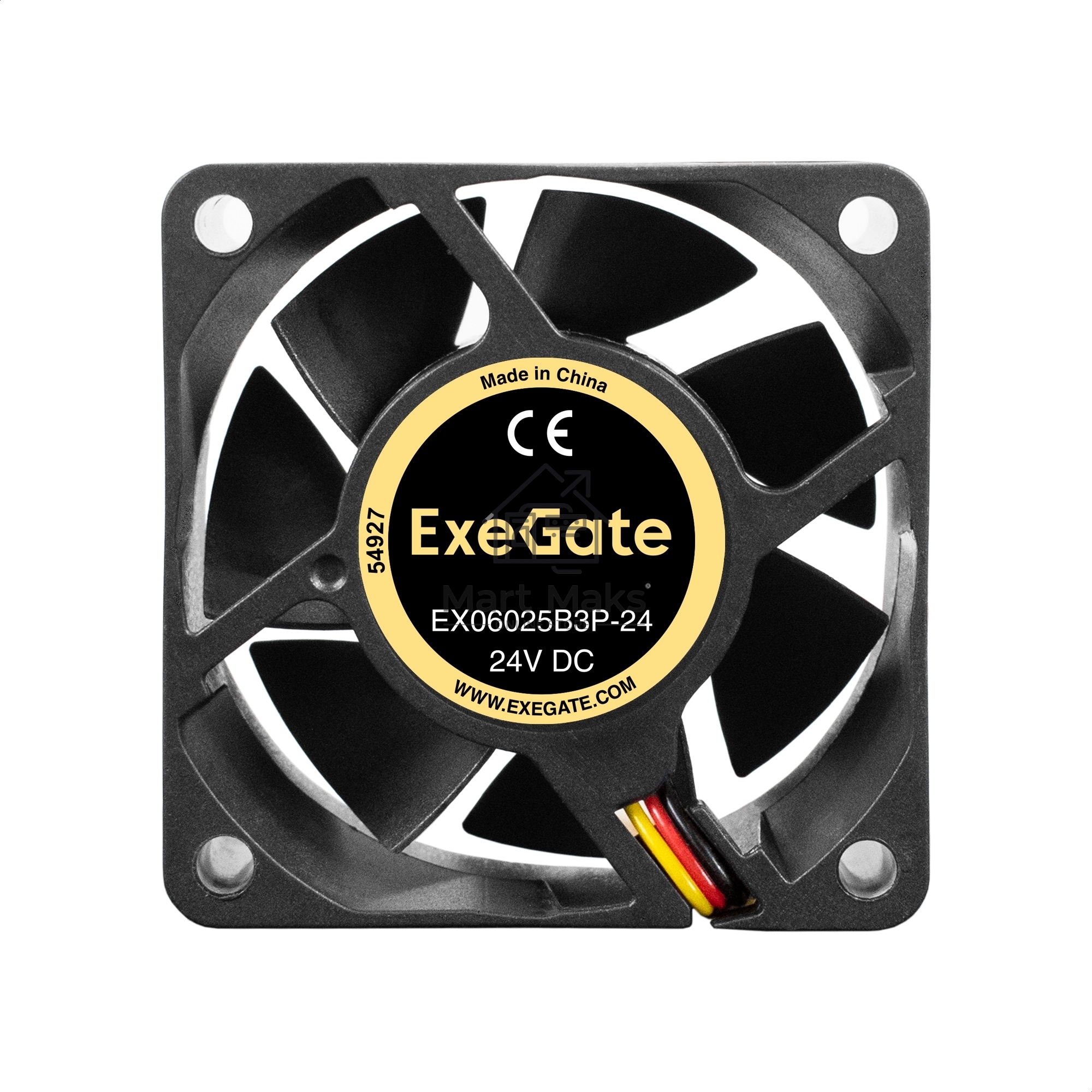Вентилятор для корпуса ExeGate EX06025B3P-24 черный, 60 мм, 5100 об/мин, 34 дБ, 3 pin