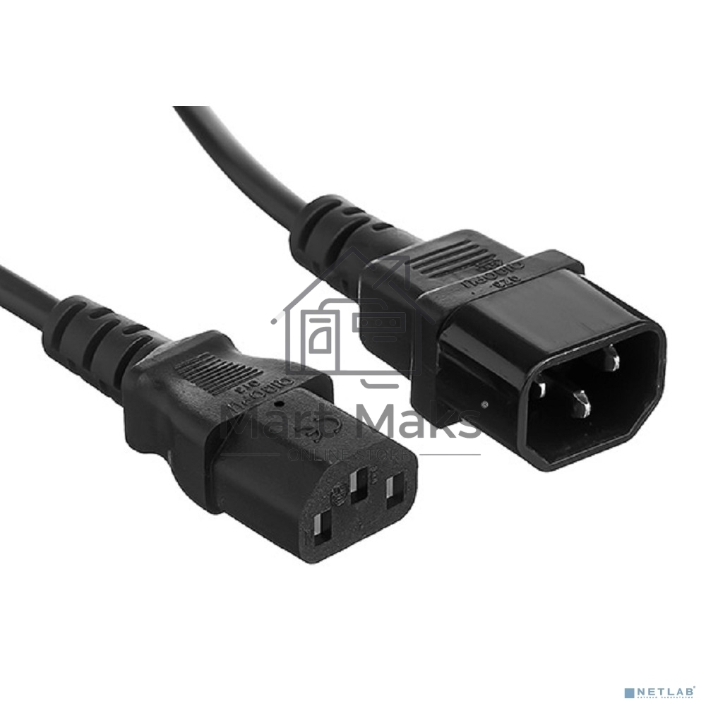 Кабель питания ExeGate Power EC-1P (C13->C14, VDE-250V-3*1.0mm2, медь, черный, 16A, 1м)
