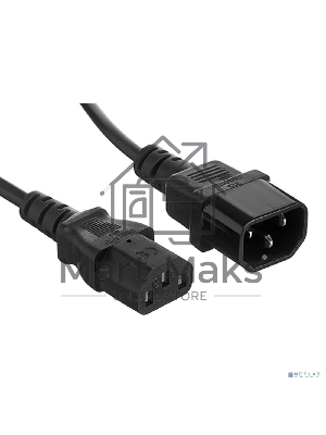 Кабель питания ExeGate Power EC-1P (C13->C14, VDE-250V-3*1.0мм2, медь, черный, 16A, 1м)