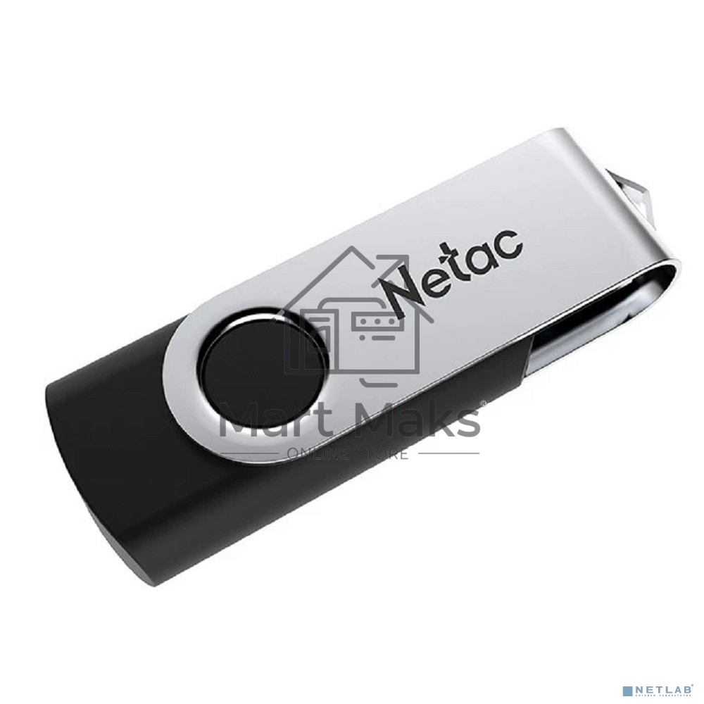Флешка USB R/W Netac U505, 4ГБ, USB 2.0, черный/серебристый, NT03U505N-004G-20BK