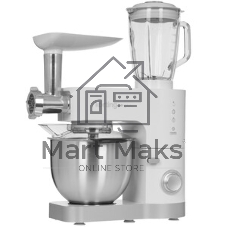 Кухонная машина Korting KKM 0105 Polar мощность 1200 Вт, 7 насадок (планетарный миксер с 3-мя насадками, мясорубка, насадка для колбас, насадка для кеббе, насадка-блендер), объем чаши 5.5 л, 8 скоростей, импульсный режим, механическое управление, белый