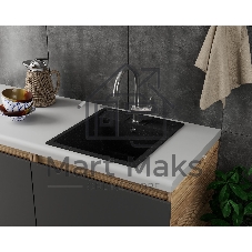 Мойка для кухни BAU Stil Black stone 45х50, выпуск с сифоном в комплекте, черный камень
