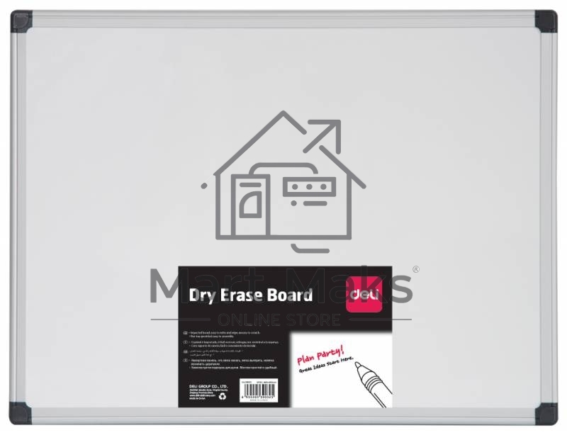 Демонстрационная доска Deli E39034A магнитно-маркерная, лак, 90x120 см, алюминиевая рама белый