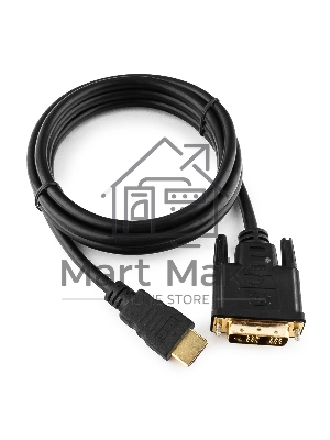 Кабель HDMI-DVI Cablexpert CC-HDMI-DVI-6, 19M/19M, single link, медь, позол.разъемы, экран, 1.8м, черный, пакет