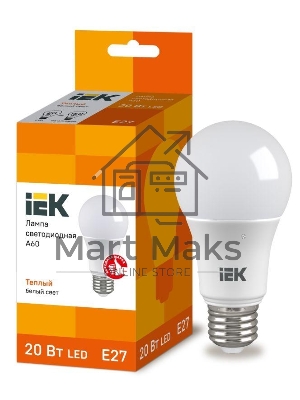 Лампа cветодиодная Iek LLE-A60-20-230-30-E27 ECO A60 шар 20Вт 230В 3000К E27 IEK