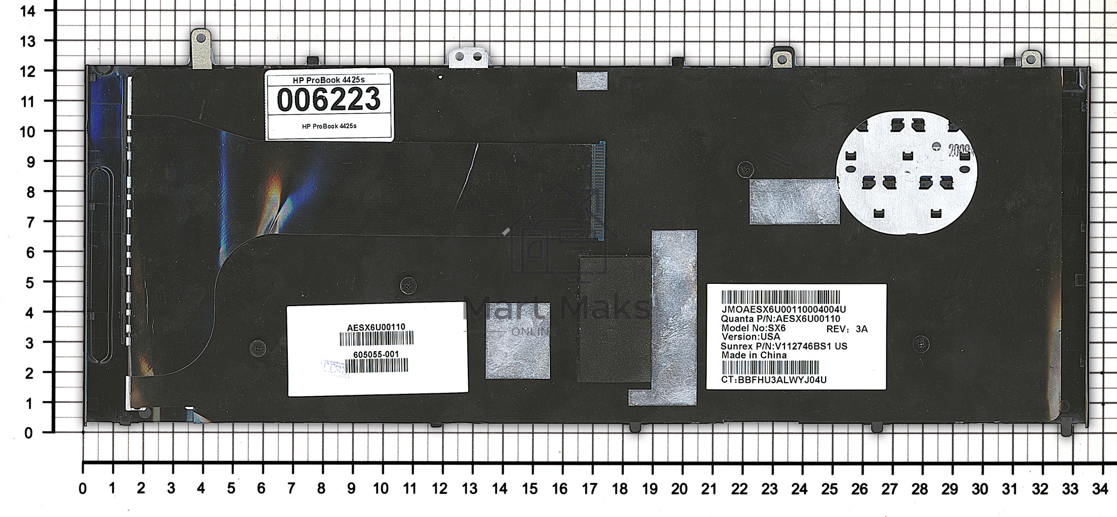 Клавиатура для ноутбука HP ProBook 4425s черная с черной рамкой