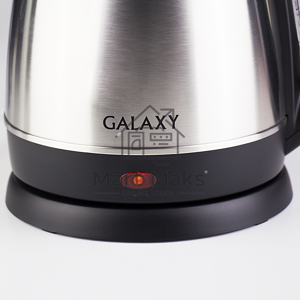 Чайник электрический Galaxy GL 0304, серый, металл, 2000 Вт, 1,8 л, съемный фильтр, шкала уровня воды