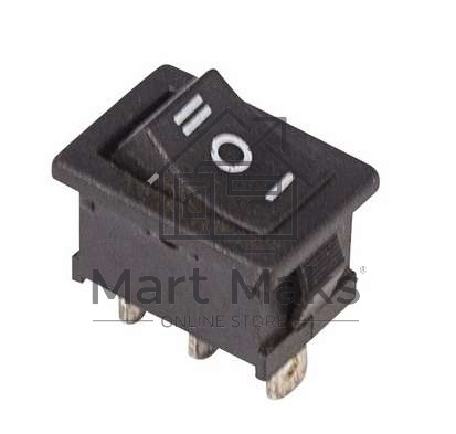 Выключатель клавишный 250V 6А (3с) ON-OFF-ON черный с нейтралью Mini Rexant