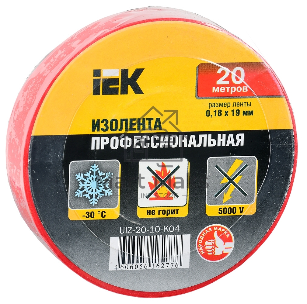 Изолента Iek UIZ-20-10-K04 0,18х19 мм красная 20 метров ИЭК