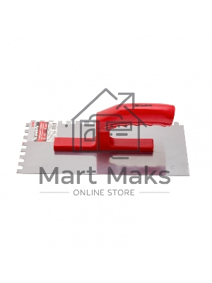 Гладилка Matrix стальная, 280 х 130 мм, зеркальная полировка, пластмас. ручка, зуб 8 х 8 мм