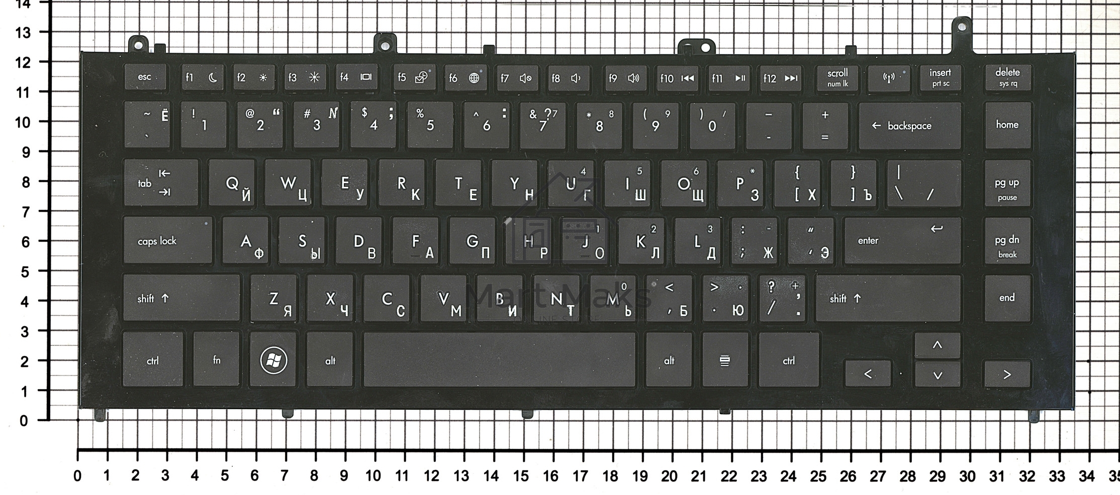 Клавиатура для ноутбука HP ProBook 4425s черная с черной рамкой