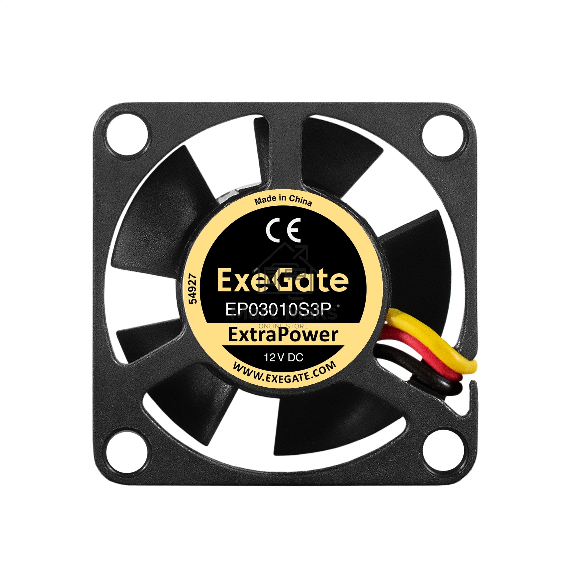 Вентилятор для корпуса ExeGate ExtraPower EP03010S3P черный, 30 мм, 10500 об/мин, 29 дБ, 3 pin
