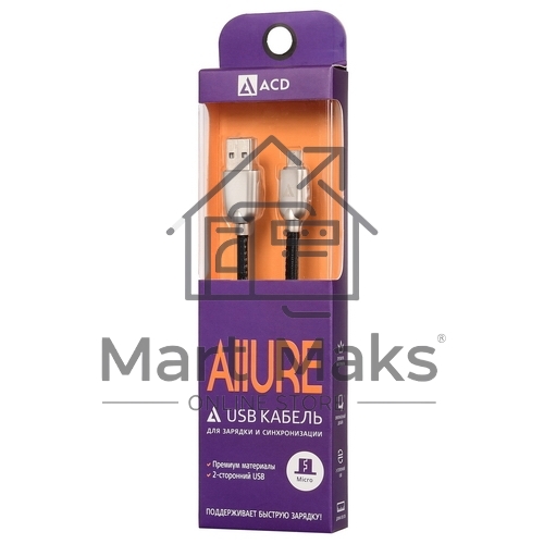 Кабель USB ACD-Allure MicroUSB ~ USB-A Кожа, 1м, черный (ACD-U926-M1B)