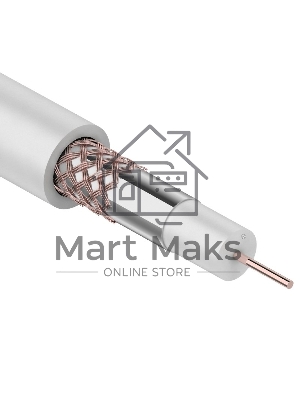 Кабель коаксиальный Rexant RG-59U+Cu, 75 Ом, Cu/Al/Cu, 64%, бухта 100 м, белый