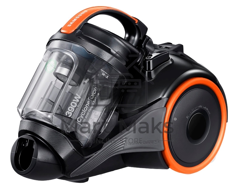Пылесос Samsung VC15K4136VL/EV черный/оранжевый, 390/1500 Вт, уборка сухая, пылесборник контейнер 1.3 л