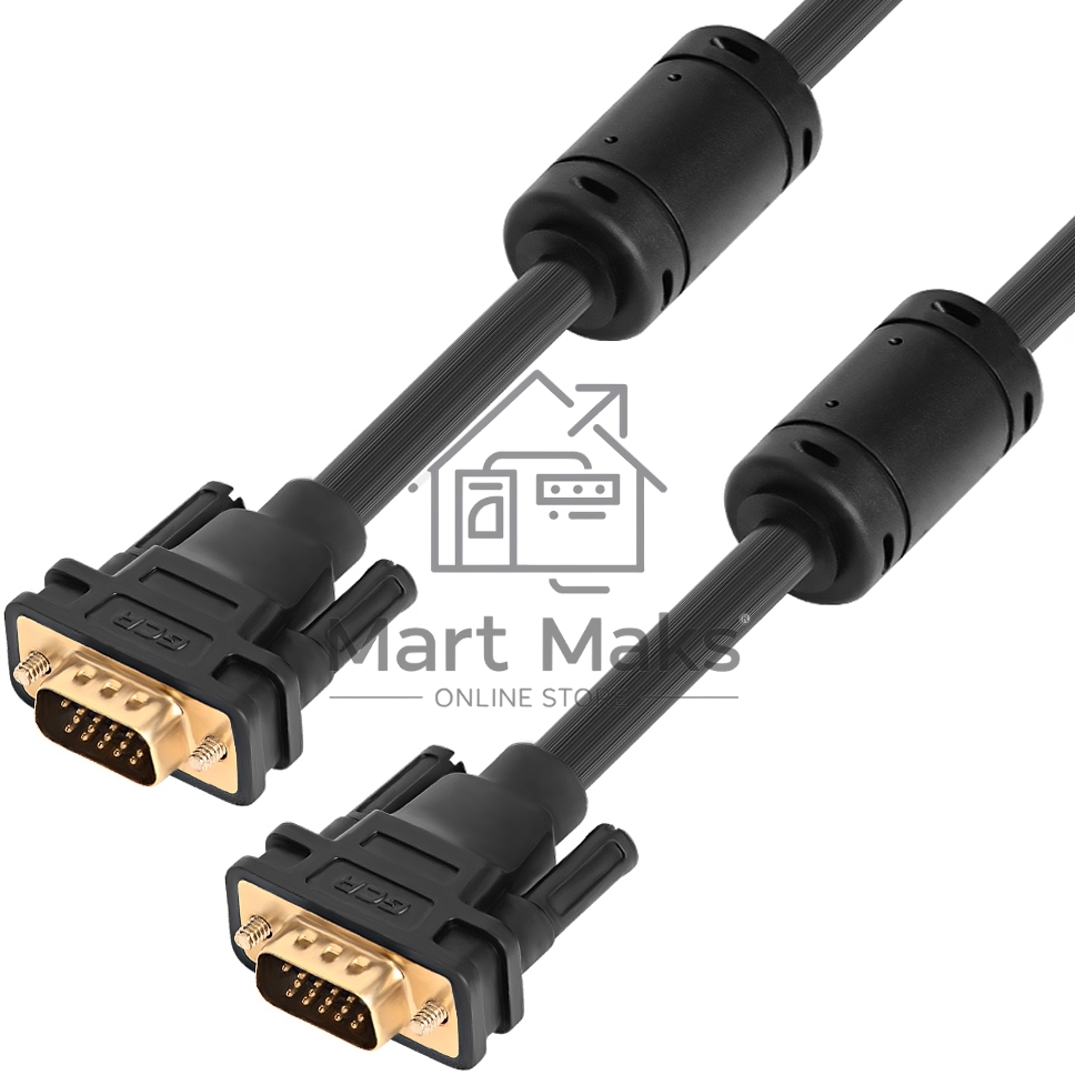 Кабель Greenconnect SVGA 7.0м черный, позолоченные контакты, ферритовые кольца, OD8.0mm. 15M / 15M Premium GCR-VM2VM2-7.0m, 28/28 AWG, двойной экран