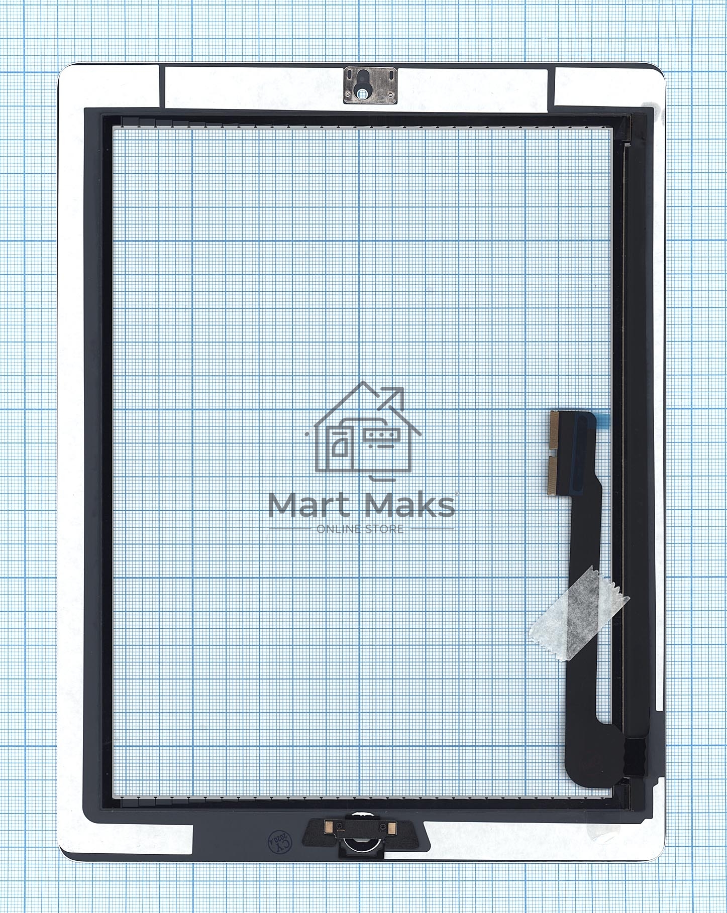 Сенсорное стекло (тачскрин) для iPad, 3 белое с кнопкой