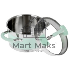Кастрюля LARA LR02-540 MINT 16x9 см, 1,7 л, носик, индукционное дно, крышка с бортом, полипропилен, силикон, нержавеющая сталь