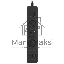 Удлинитель с USB зарядкой Harper UCH-430 черный PD3.0