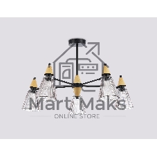 Люстра Ambrella light LH58114/5 BK/LW/SM черный/светлое дерево/дымчатый E14*5 max 40W D660*390