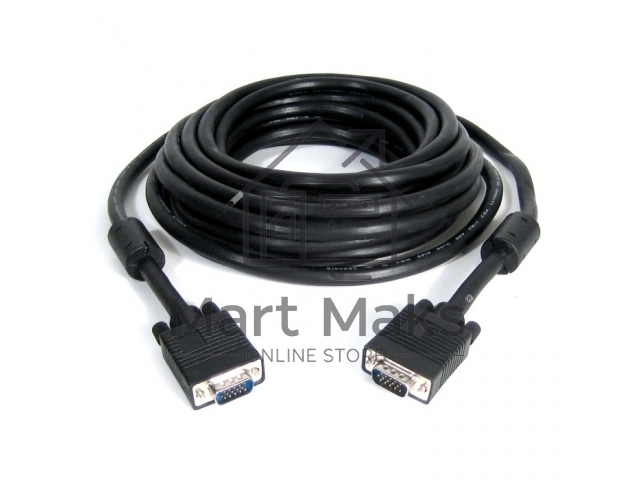 Кабель Gembird/Cablexpert CC-PPVGA-20M-B, Кабель VGA Premium, 15M/15M, 20м, черный, тройной экран,феррит.кольца