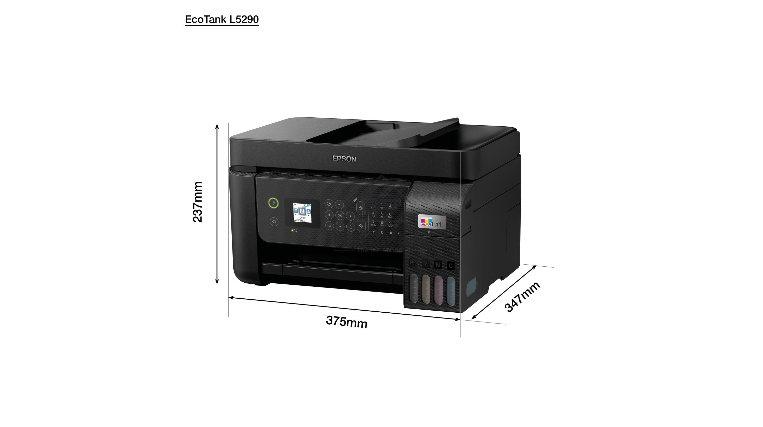 МФУ струйный Epson L5290 (C11CJ65512/C11CJ65508/C11CJ65407), A4, цветное, печ. до 33 стр/мин. (ч/б) до 15 стр/мин. (цвет), скан. до 12 стр/мин. (ч/б) 29 стр/мин. (цвет), 1440 x 5760 dpi (печать) 1200x2400dpi (скан.), USB, RJ-45, Wi-Fi