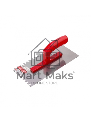 Гладилка Matrix стальная, 280 х 130 мм, зеркальная полировка, пластмас. ручка, зуб 10 х 10 мм