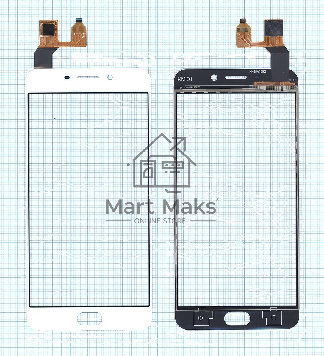 Сенсорное стекло (тачскрин) для OPPO R9, белое