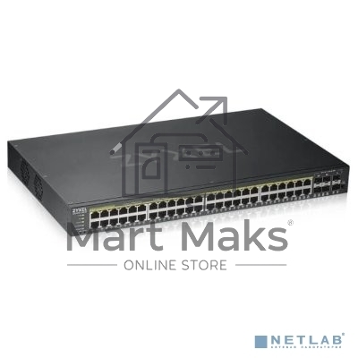 Коммутатор ZYXEL GS1920-48HPv2 Hybrid Smart switch PoE+ Zyxel Nebula Flex, 44xGE PoE+, 4xCombo (SFP/RJ-45 PoE+), 2xSFP, budget PoE 375W, Standalone / cloud management