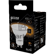Лампа светодиодная Gauss 101506109 9Вт цок.:GU10 рефлек. 150B св.свеч.бел.теп. MR16 (упак.:10шт)