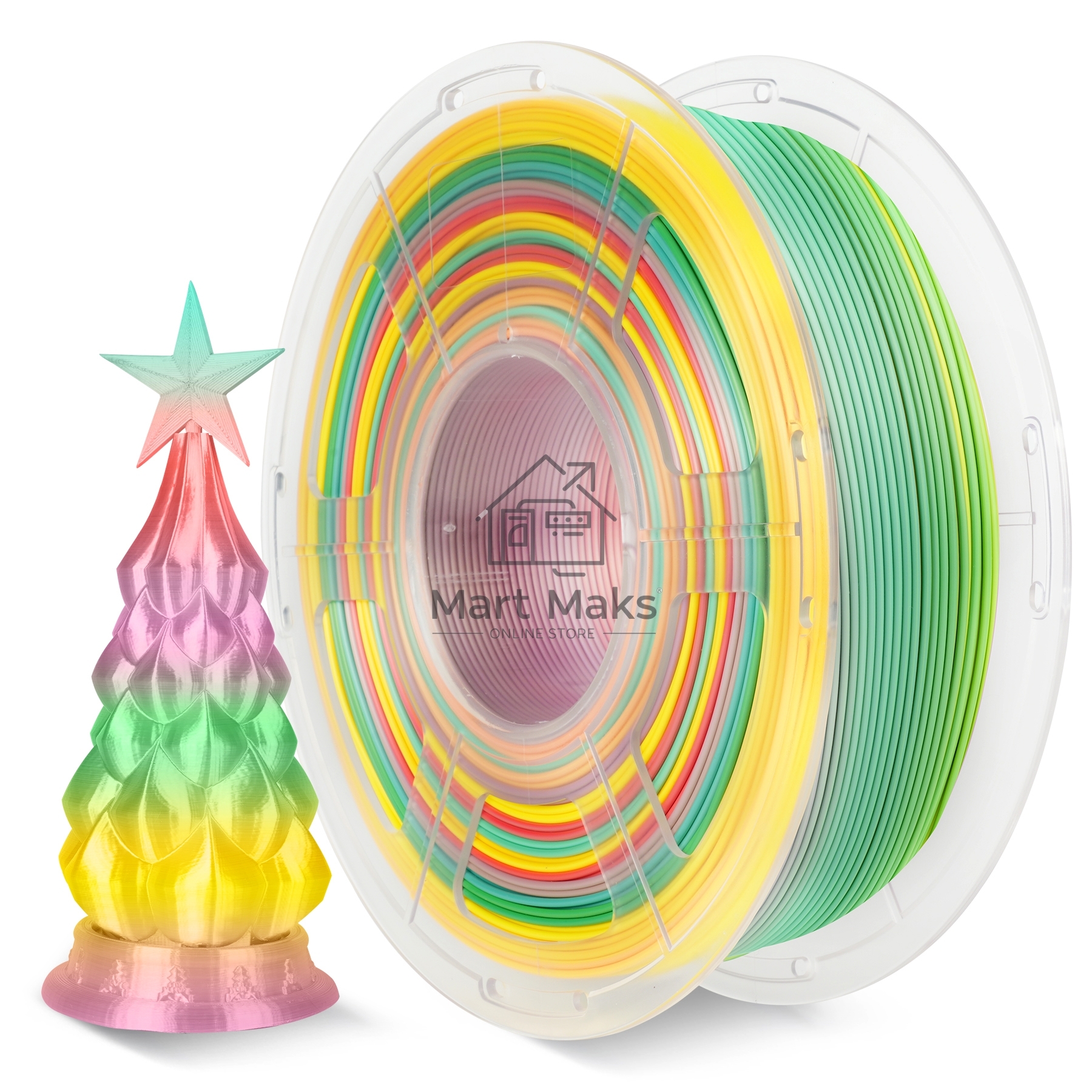 Филамент NVPrint Silk PLA+ Rainbow 01 для 3D печати диаметр 1.75мм длина 330 метров масса 1 кг