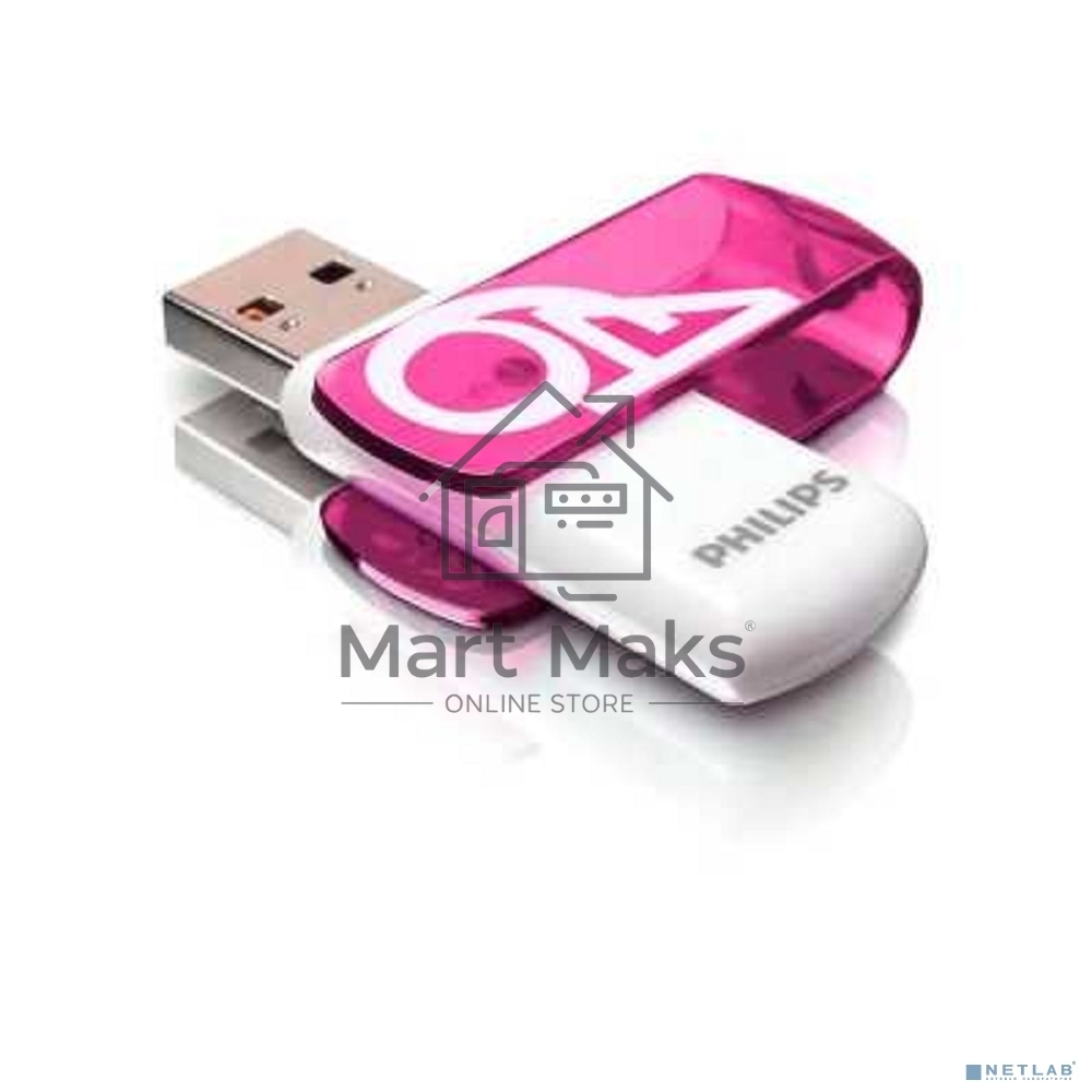 Флешка USB R/W 64GB PHILIPS VIVID2.0 64GB, USB 2.0