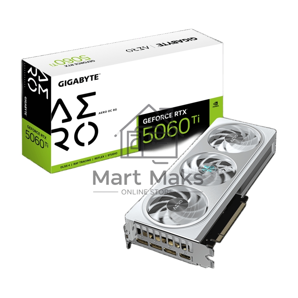 Видеокарта Gigabyte PCI-E 5.0 GV-N506TAERO OC-8GD 1.0 NVIDIA GeForce RTX 5060TI 8Gb 128bit GDDR7 2647/28000 Без Видеовыходов HDMIx1 DPx3 HDCP Ret