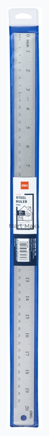 Линейка Deli Essential Metal 8464, сталь нержавеющая, длина 50 см, ассорти