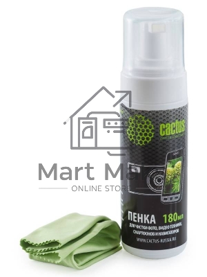 Чистящий набор (салфетки + пена) Cactus CS-S3006 для экранов и оптики 1шт 18x18см 180мл