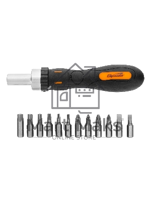 Отвертка реверсивная с набором бит, CrV, 12 шт. Sparta