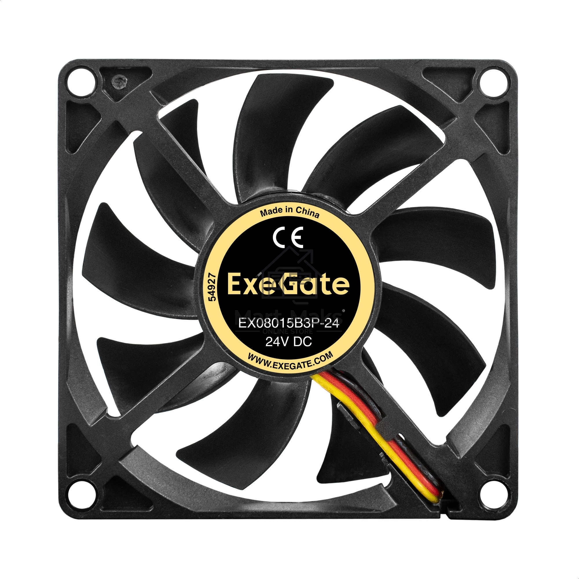 Вентилятор для корпуса ExeGate EX08015B3P-24 черный, 80 мм, 2550 об/мин, 30.5 дБ, 3 pin